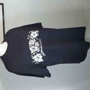 SHADY LTD Black Short-Sleeve White Hawaiian Print T-shirt  Sz XL